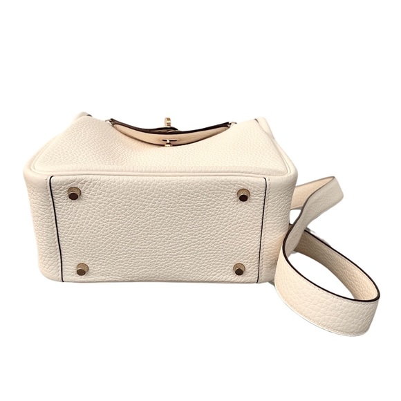 Hermès Nata Taurillon Clemence Mini Lindy 20 Cream Ivory White Gold Hardware GHW - Picture 5 of 16